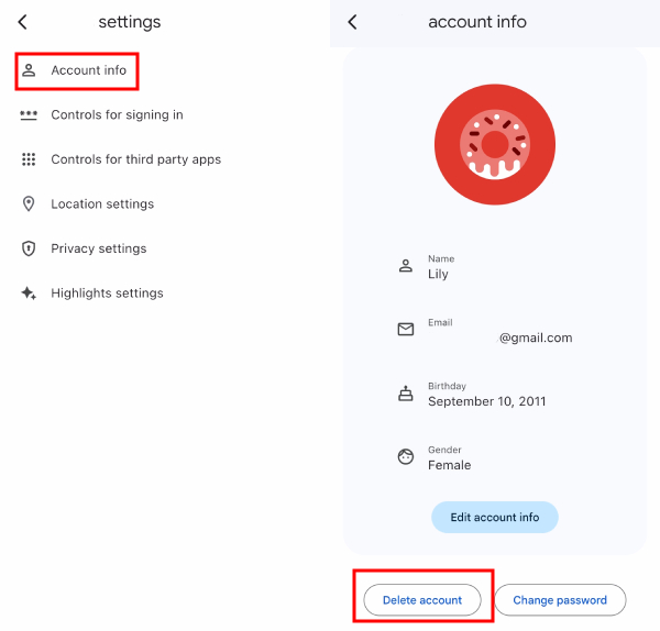 Family Link elimina account
