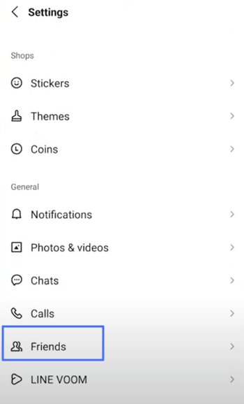 Friends option in Line Settings