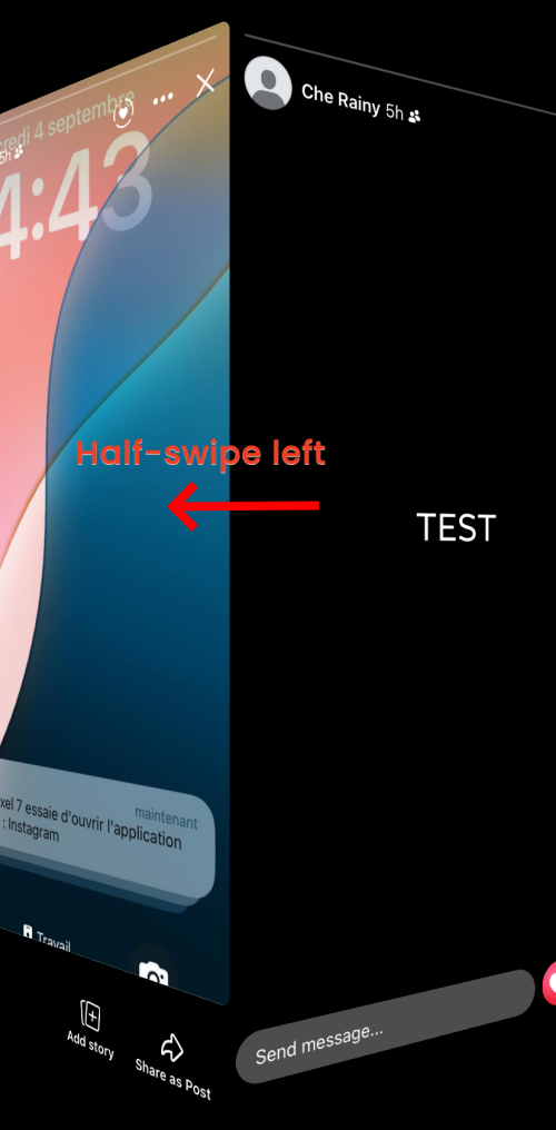 half swipe to view Facebook story anonymously