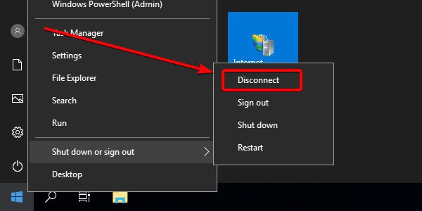 how to end a remote session via start menu