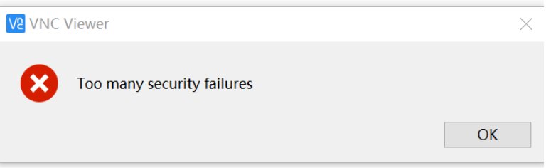 how to fix vnc too many security failure