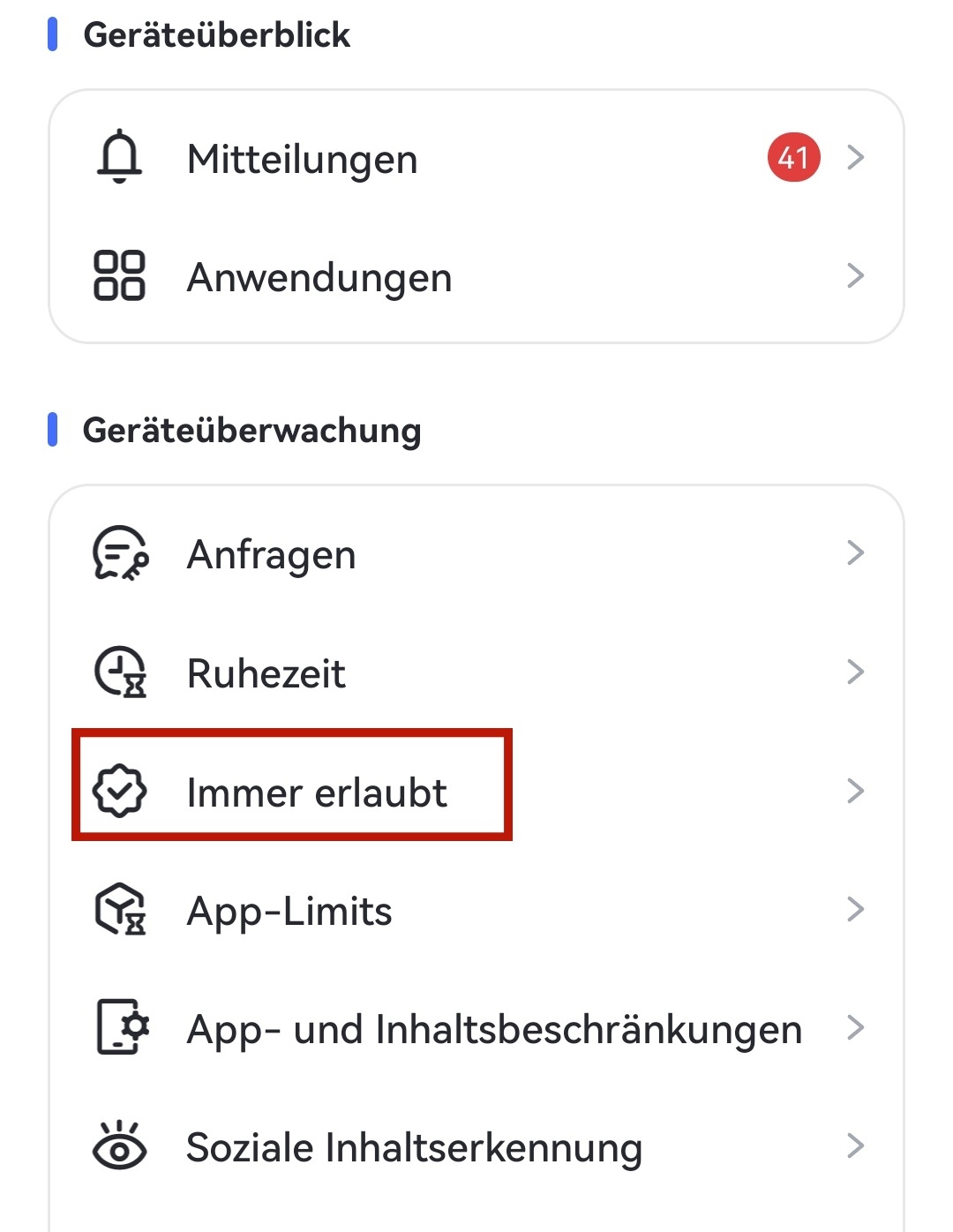 Immer erlaubt für Android