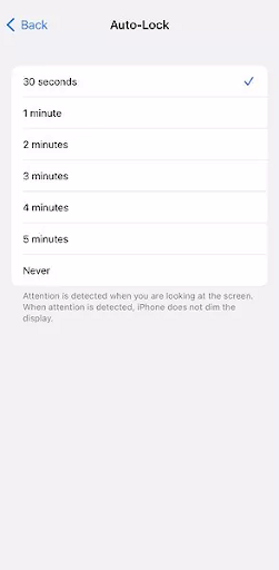 increase lock screen time on iphone