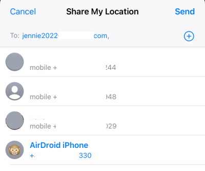 input Apple ID for location sharing