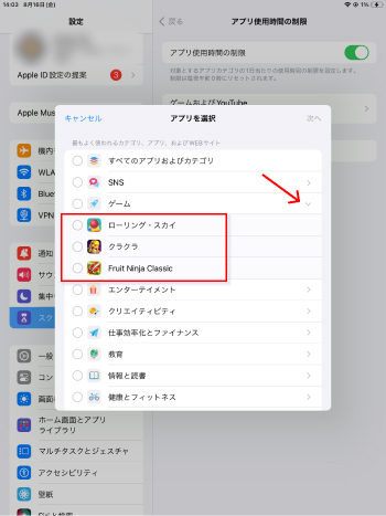 iPad アプリ個別に利用制限