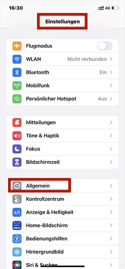 iPhone Einstellungen - Allgemein