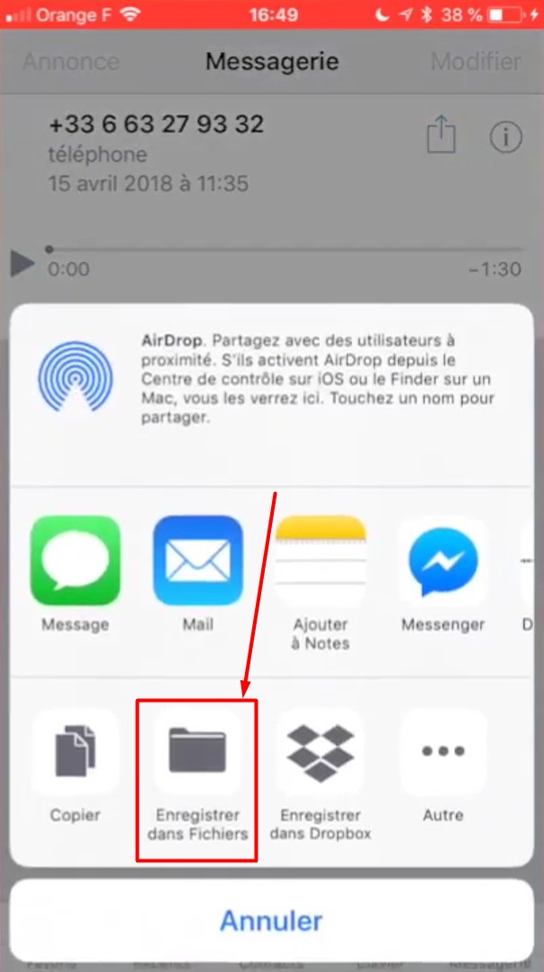 Enregistrer un message vocal sur iPhone