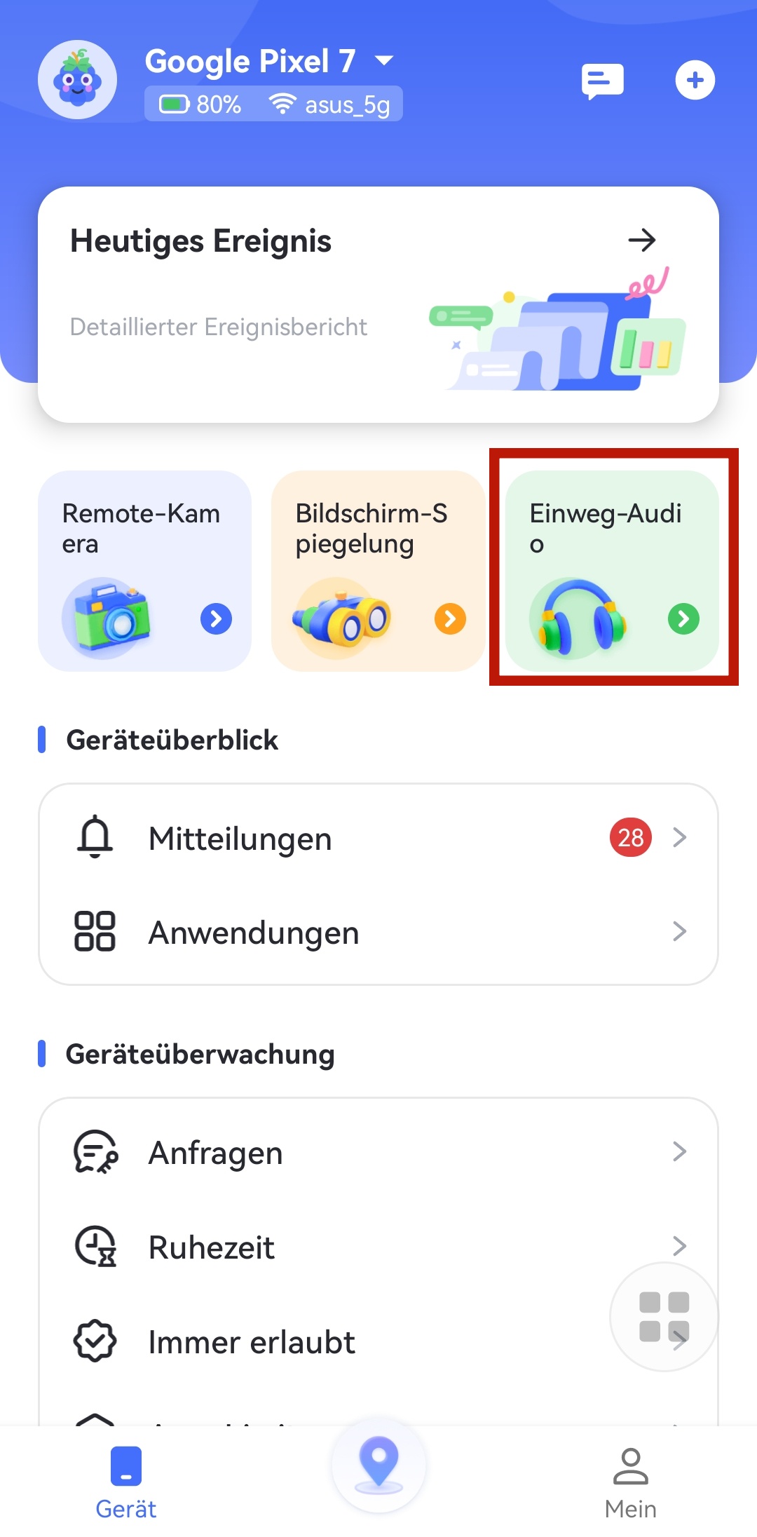 AirDroid Einweg Audio