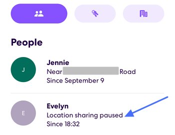 Life360 shows location sharing paused