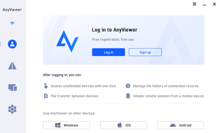 log in anyviewer