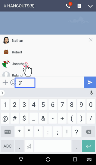 mention someone in group chats on Line