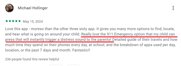 michael review Find My Kids SOS feature