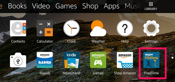 Open FreeTime on Amazon Fire tablet