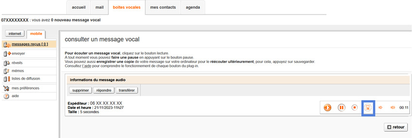 Enregistrer un message vocal chez Orange