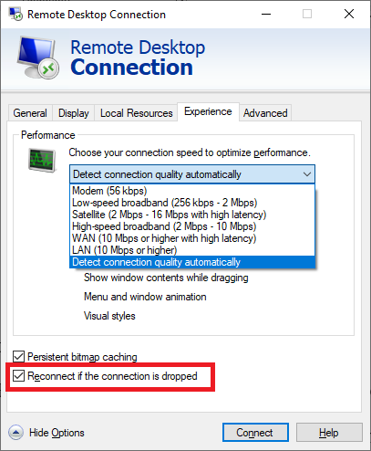 reconnect if connection is dropped