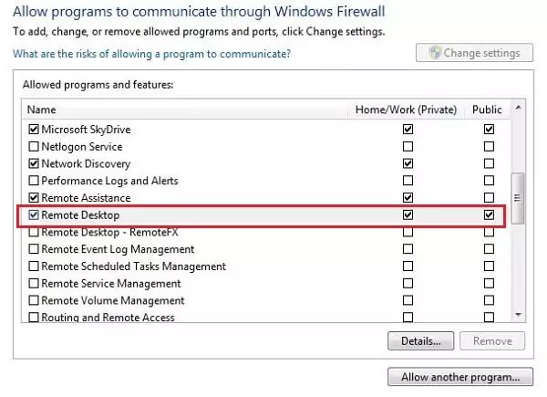 remote desktop firewall