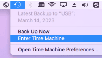 select Enter Time Machine in Time Machine