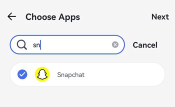 select Snapchat and tap Next