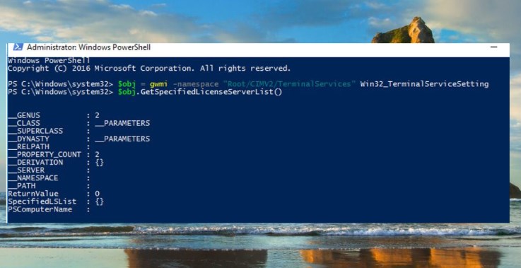 set licensing server via powershell