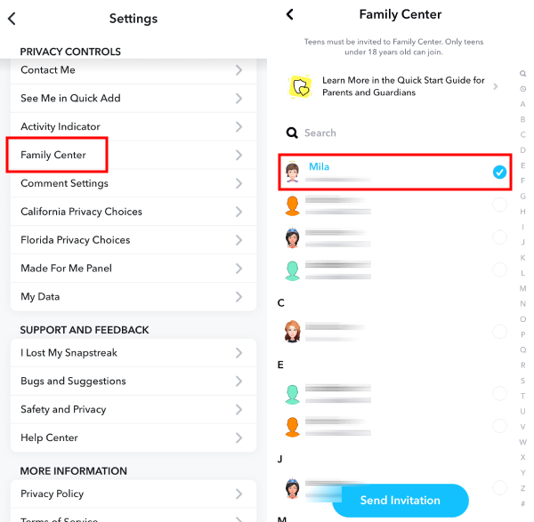 monitor Snapchat on iPhone through Snapchat Family Center