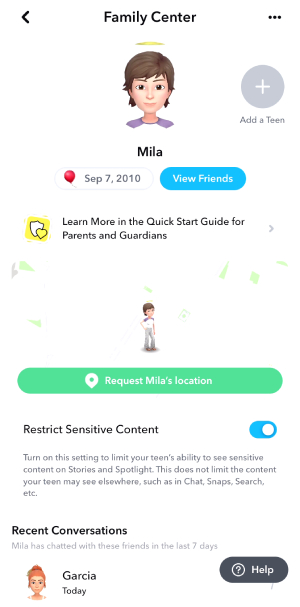 parental controls for Snapchat on parent's iPhone