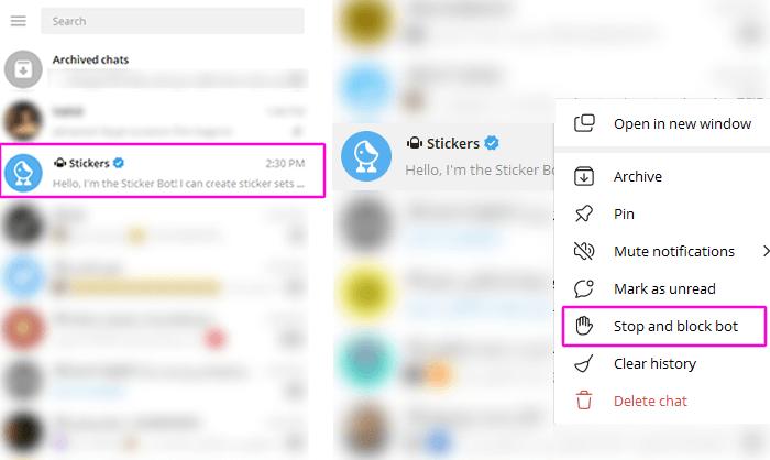 Stop and block telegram bots