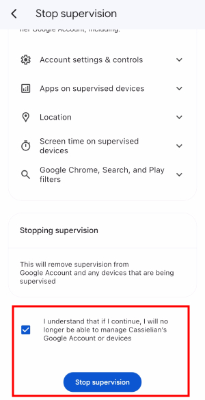 how to remove family link supervision on 