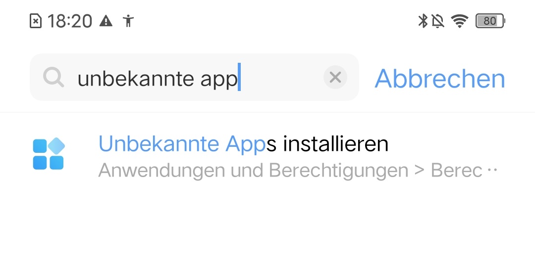 Installieren unbekannter Apps 