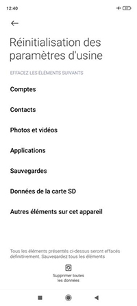 Supprimez Toutes Les Données sur Xiaomi