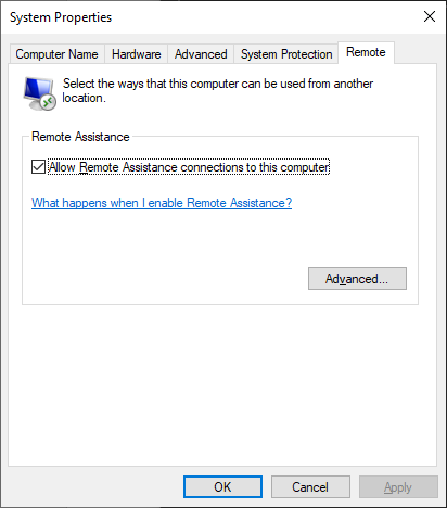 system properties remote settings