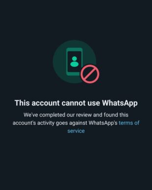 this account cannot use whatsapp