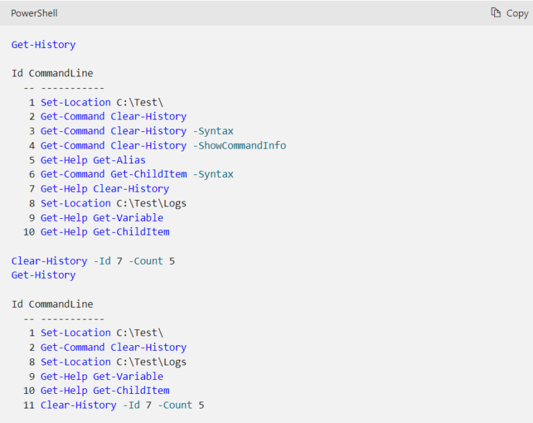 using count and id parameters to powershell clear history.jpg