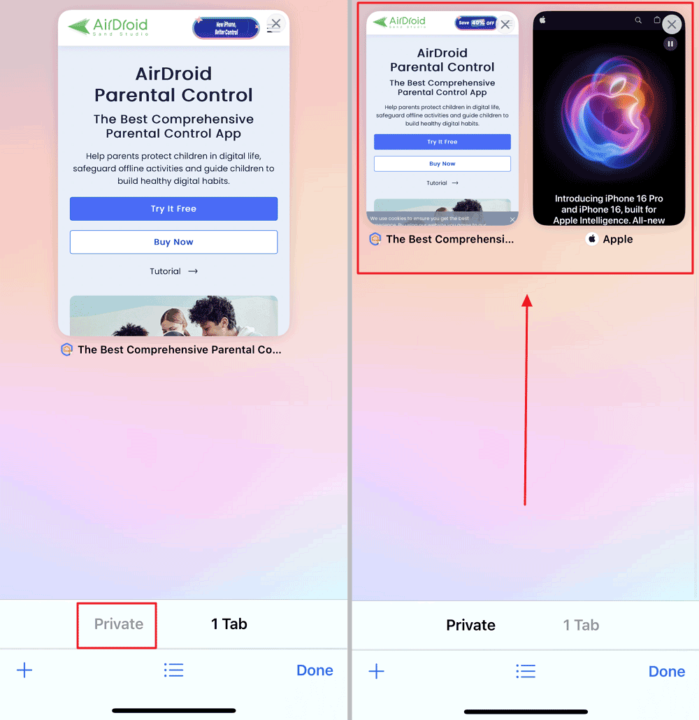 Afficher l'historique de navigation privée de Safari sur iPhone