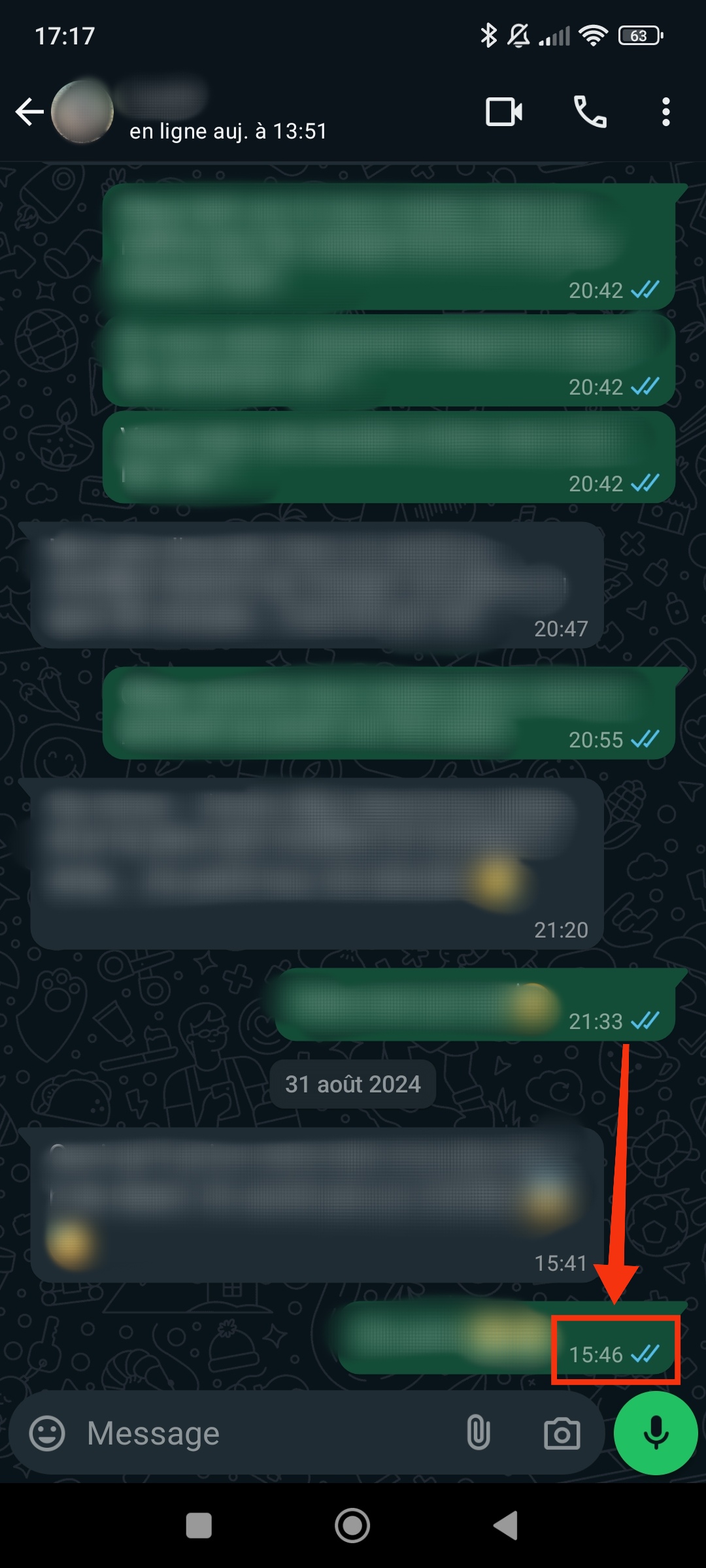 WhatsApp messages reçus et lus