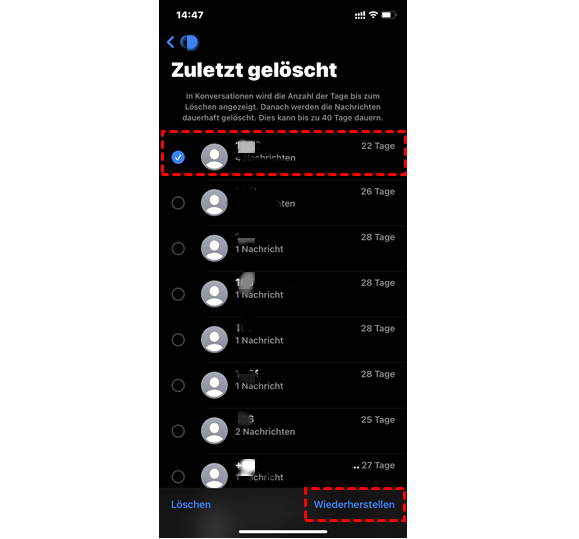 Gelöschte SMS Wiederherstellen auf Nachrichten-App iPhone