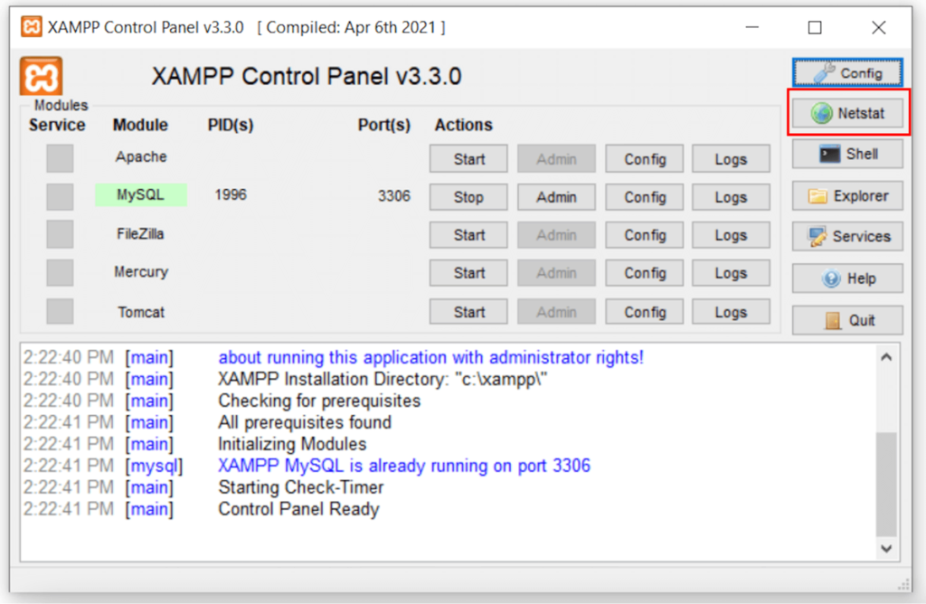 xampp control panel windows