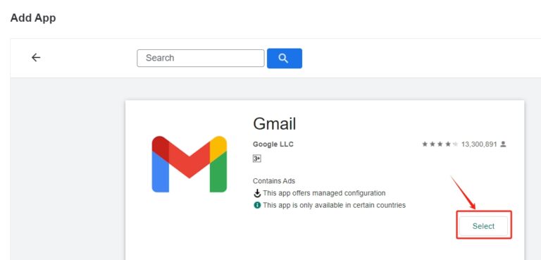 choose gmail then click select