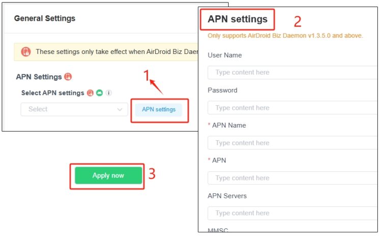 AirDroid apply Apn settings