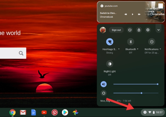 click on the clock on your chromebook home screen