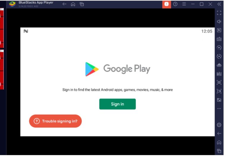 open the android emulator and then click the sign in button