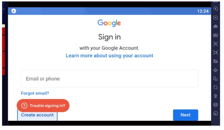 enter your account details to sign in to the play store