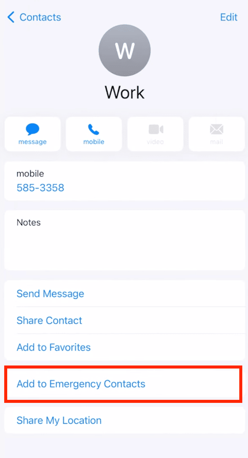 add emergency contact from the contact app on iphone step 3