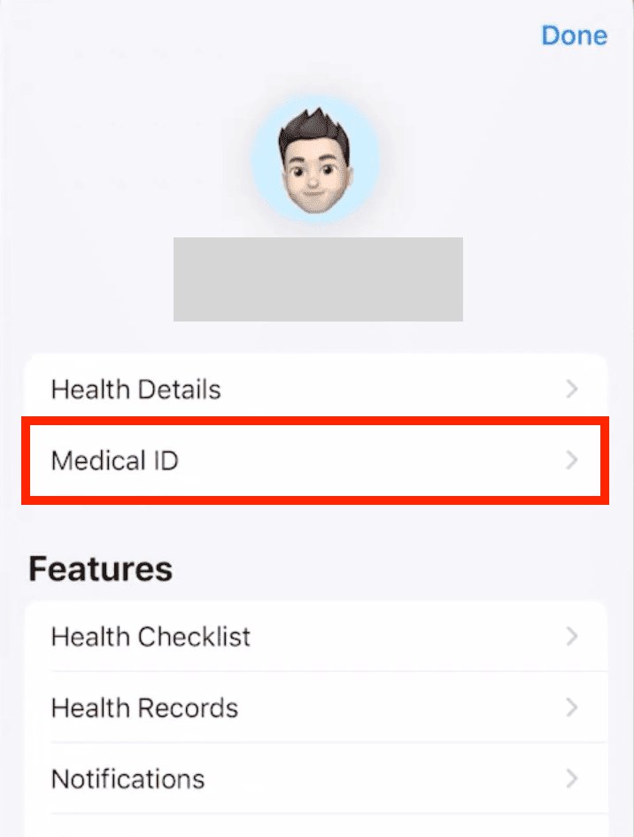 add emergency contact from the health app step 2