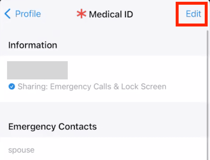 add emergency contact from the health app step 3