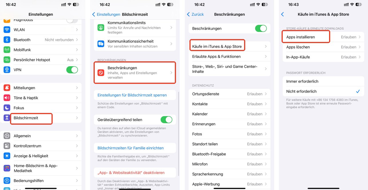 App Store-Käufe in der Bildschirmzeit zulassen