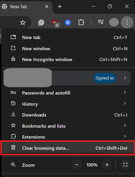 Clear browsing data