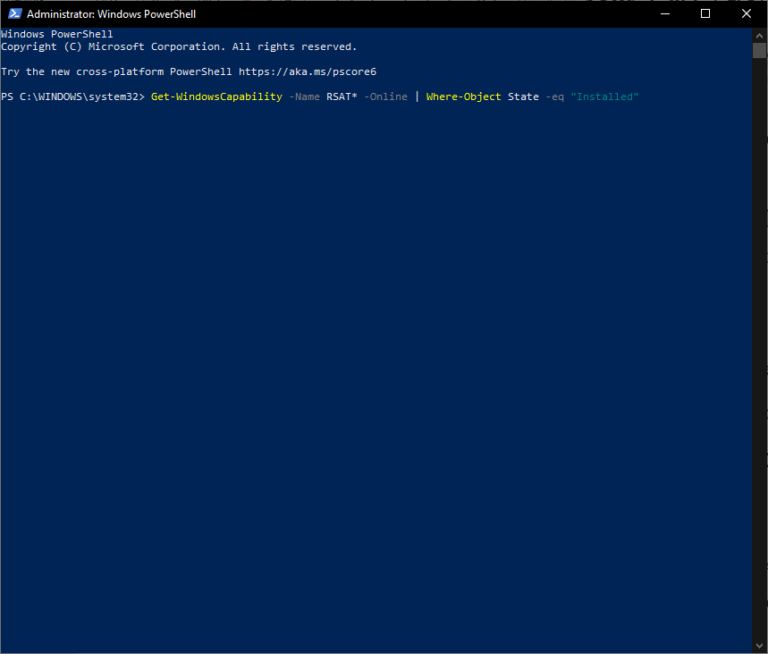 check RSAT installation via Powershell