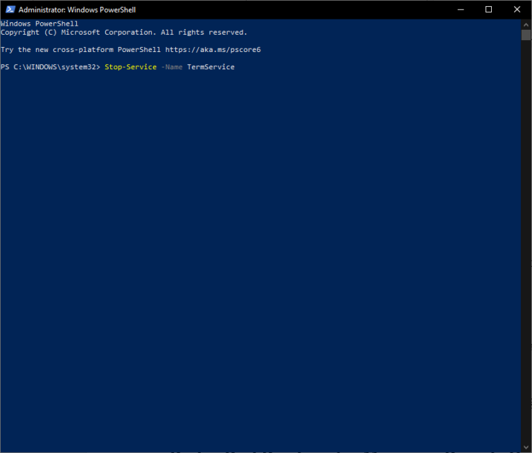 powershell to stop service