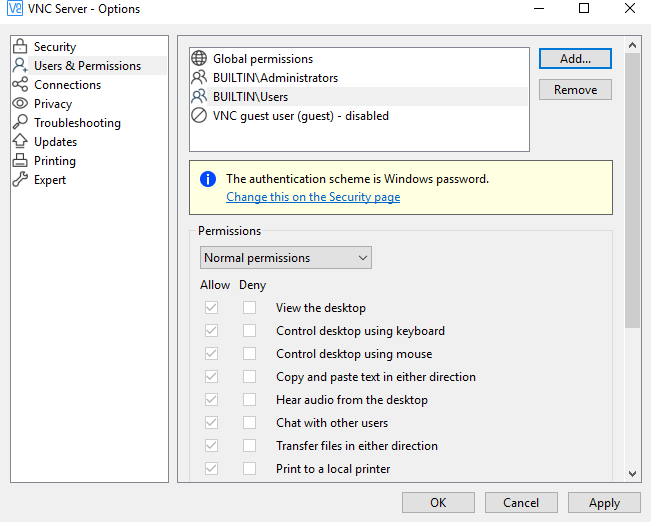 configure the appropriate permissions