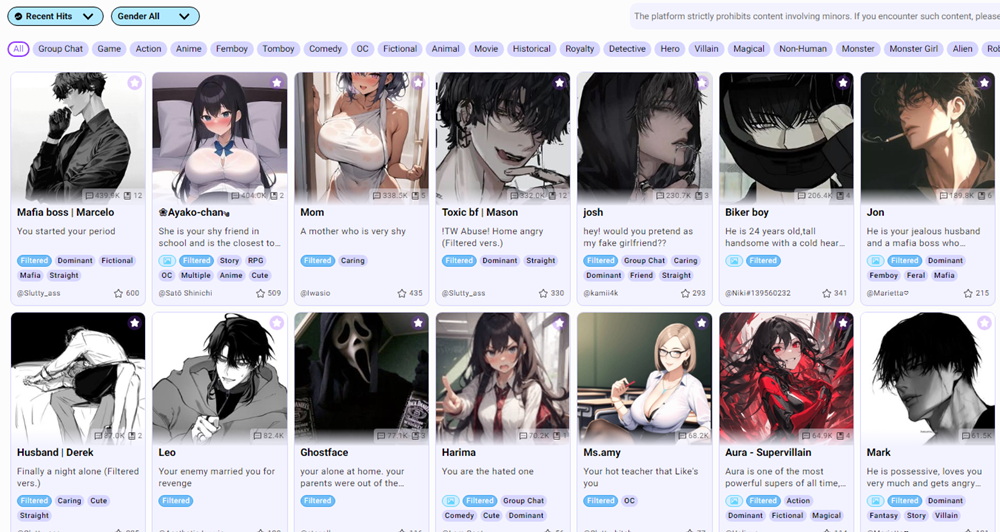 Pagina iniziale di CrushOn AI